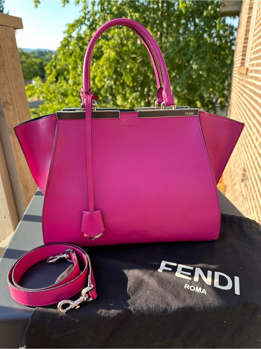 Fendi Hot Pink 3Jours Satchel with Silver Hardware and Original Strap